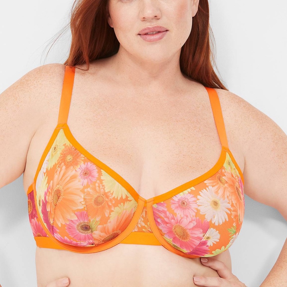 Lane Bryant Cacique Orange Floral Bra
